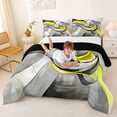 thumbnail image 3 of Homewish Yellow Abstract Spiral Full Size Comforter Sets,Contemporary Aesthetic Bedding Comforter Set,Black Reversible,3-Piece,1 Comforter and 2 Pillowcases, 3 of 7