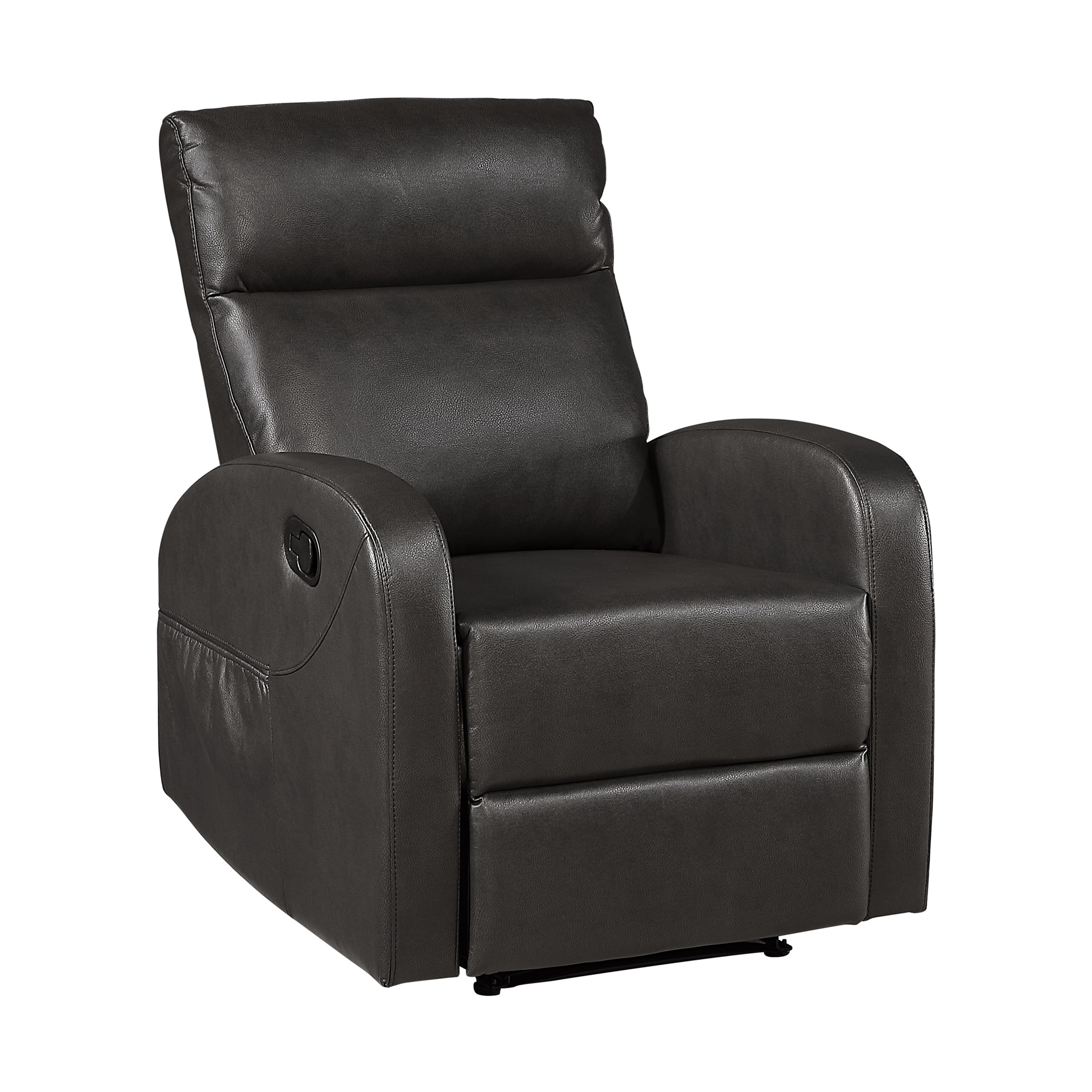 OakvillePark Brava Faux Leather Manual Reclining Chair with Armrest Side Pocket, Espresso