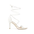 thumbnail image 3 of BLISSFUL STEP Women Woven Strap Lace Up Strappy Stiletto Heel Sandals White 7, 3 of 7