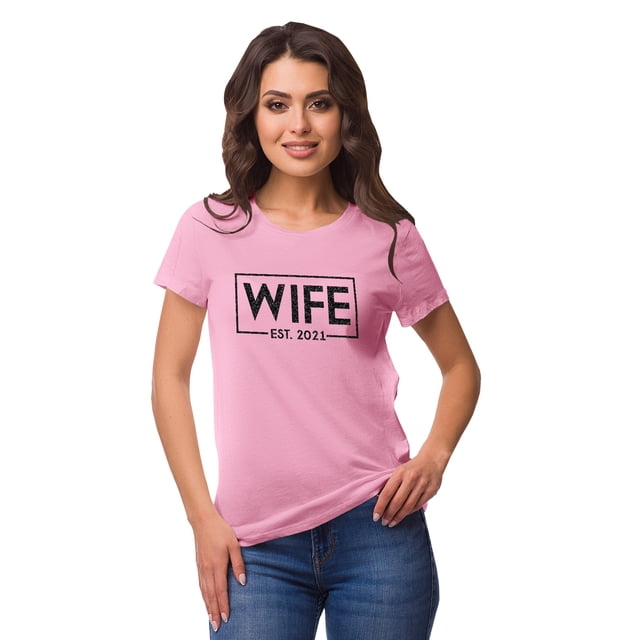 Inkdotpot Personalized Womens Tshirt Top Wife WeddingAnnouncement Shirt-R4