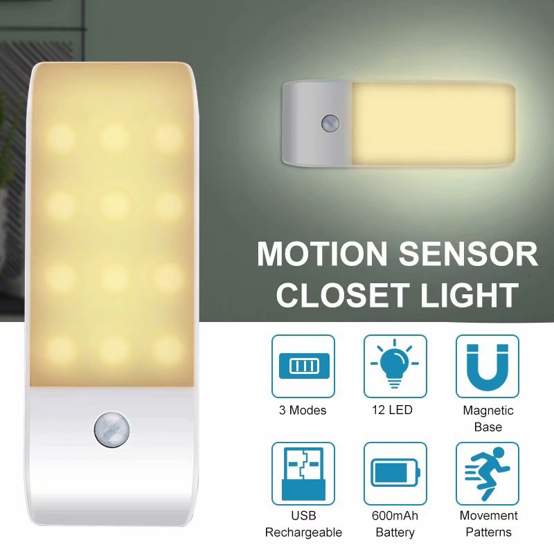 VicTsing 12 LED Motion Sensor Closet Light PIR Motion Sensor USB