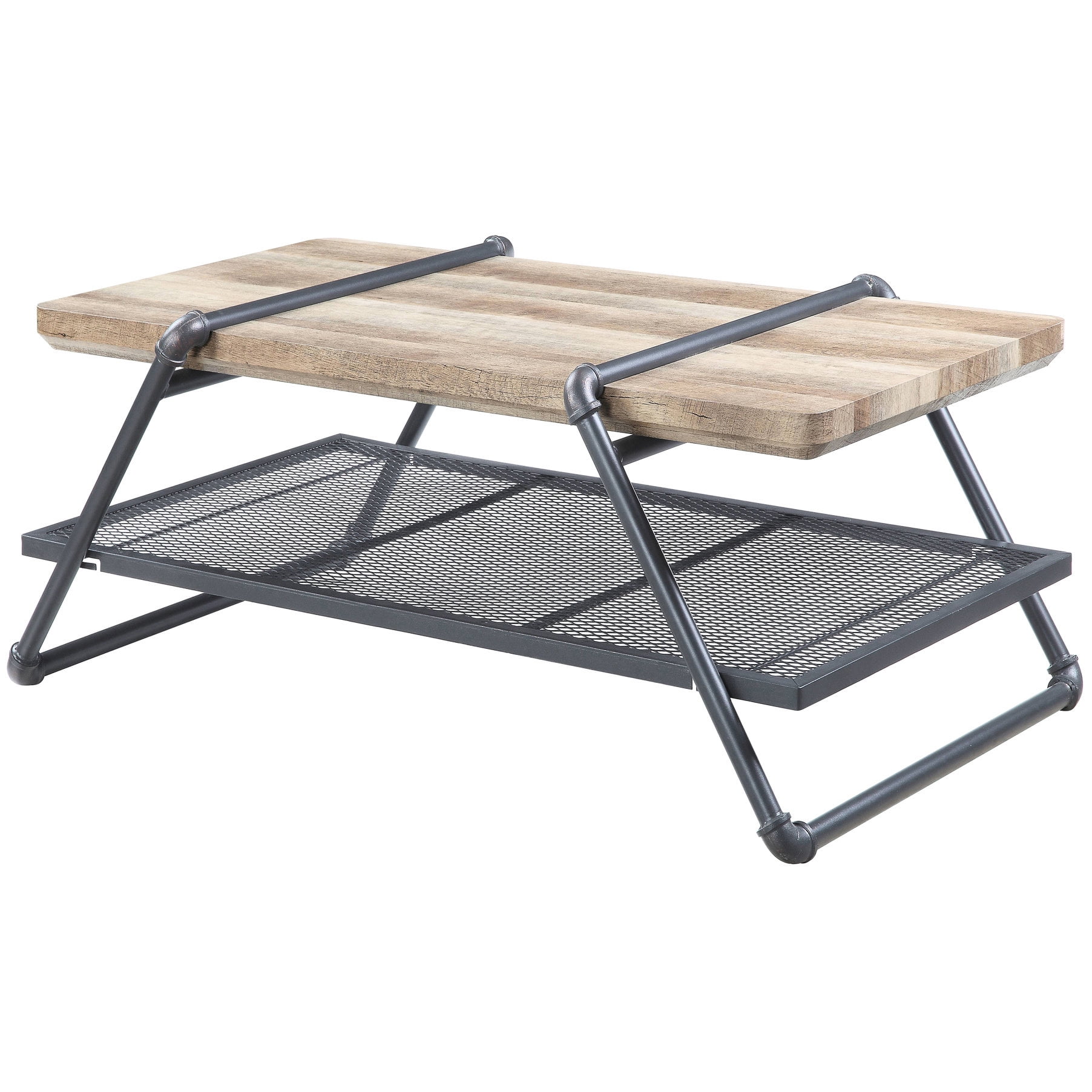 Rectangular Coffee Table with Shelf for Storage | Used to Showcase Drinks and Decor in Living Area | Combines Natural Wood and Durable Metal | Offers Space for Book Storage
