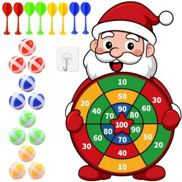 Santa Dart Board Game – Festive Christmas Themed Toss Game with Soft-Tip Darts & Wall Mount, Holiday Party Entertainment for Family Fun & Indoor Activities