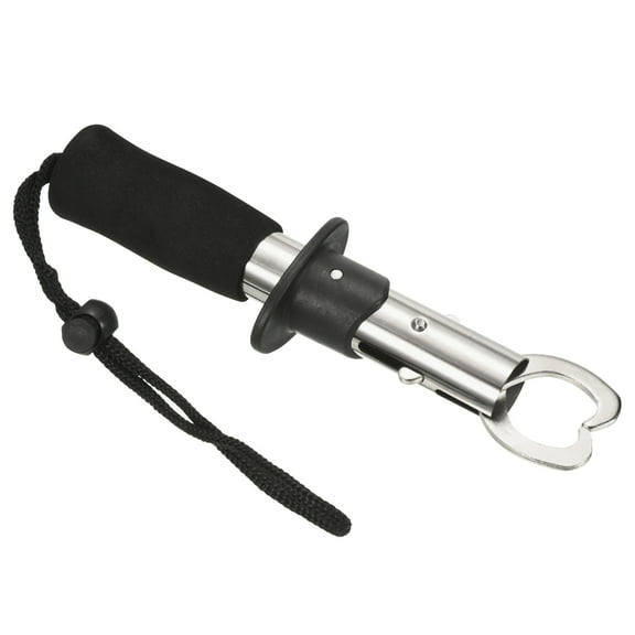 Uxcell 9.6x3" Fish Lip Grip, Stainless Steel Straight Shape Handle Fish Grip Grabber Holder, Black