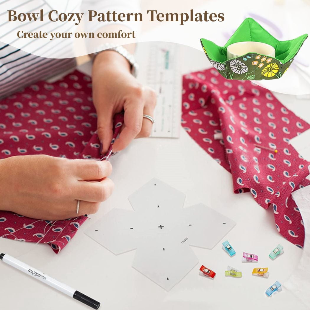 42 Pcs Bowl Cozy Template Set - Acrylic Sewing Patterns With Batting & Water Soluble Pens-455883