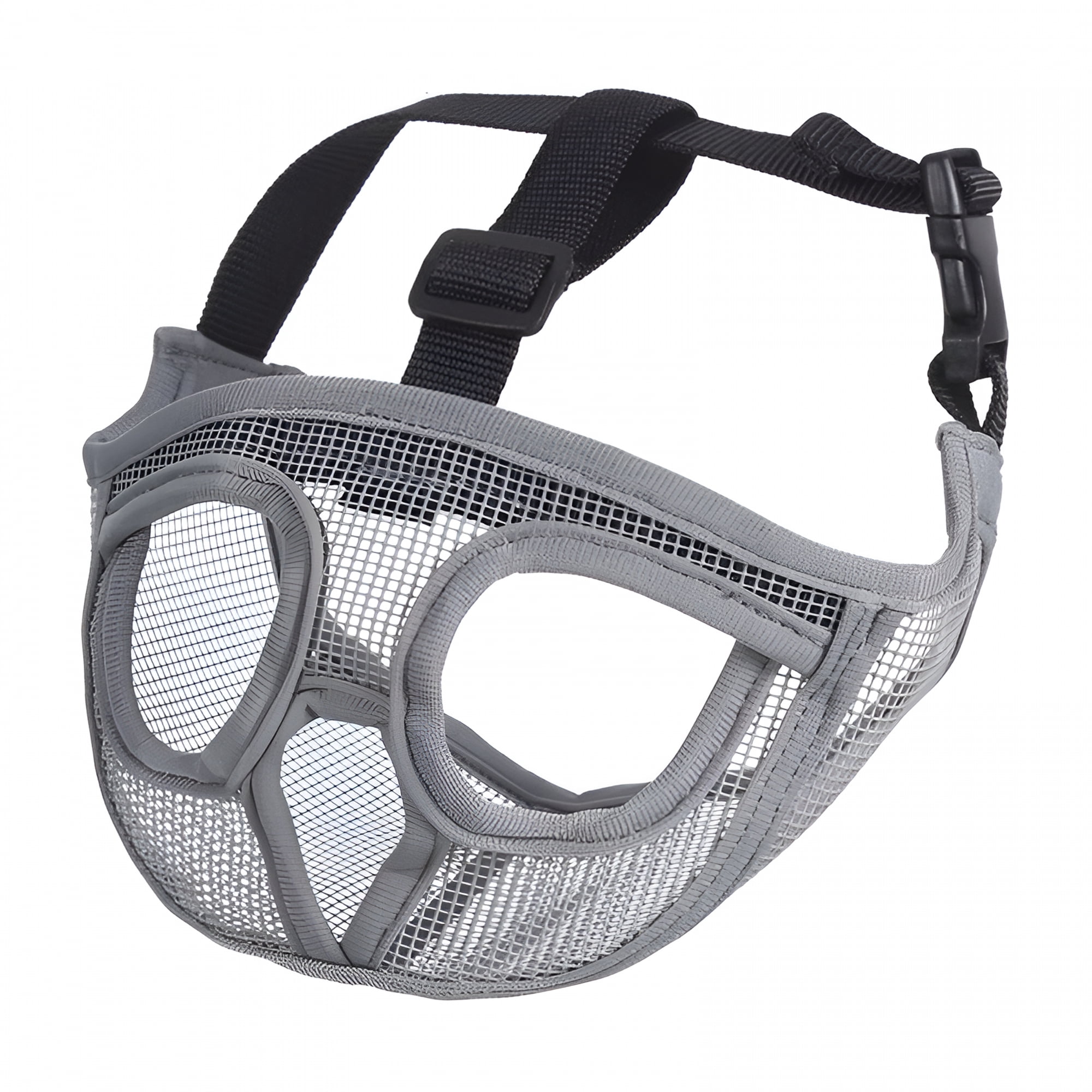 GASTROPOD Short Snout Dog Muzzles- Adjustable Breathable Mesh Bulldog Muzzle for Biting Chewing Barking Training Grooming Dog Mask Grey