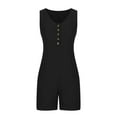 thumbnail image 5 of AXXD Shorts For Women Clearance Under $10,Solid Neck Sleeveless Buttons Short Jumpsuit Rompers With Pockets Running Shorts Black 8, 5 of 9