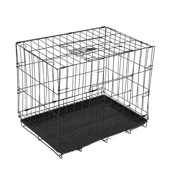 SEWCHICS Ventilated Foldable Dog Crate Metal Wire Kennel with Removable Tray