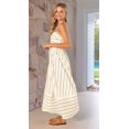 thumbnail image 4 of Robe Maxi à Rayures pour Femme, Dos Smocké, Bretelles Spaghetti, Découpes, Fluide, Évasée, Longue, Abricot, TG, 4 of 8