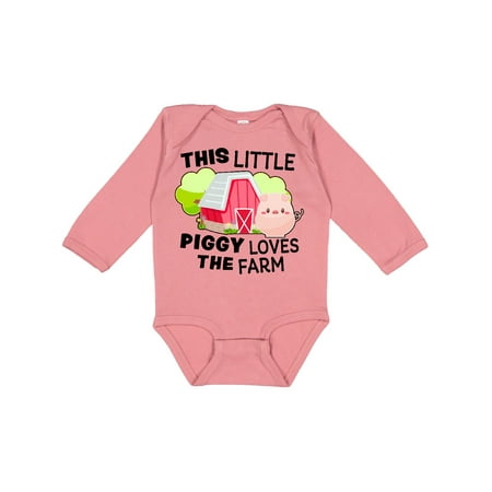

Inktastic This Little Piggy Loves The Farm Gift Baby Boy or Baby Girl Long Sleeve Bodysuit