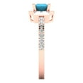 thumbnail image 3 of 0.89 ct Princess Cut Simulated Turquoise with Simulated Diamond Halo Accents 18K Rose Gold Womens Engagement Ring, 3 of 5
