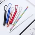 thumbnail image 2 of Hloma 1 Set Telescopic Portable Drinking Straw Stainless Steel Comfortable Grip Collapsible Colorful Drinking Straw for Kitchen, 2 of 8
