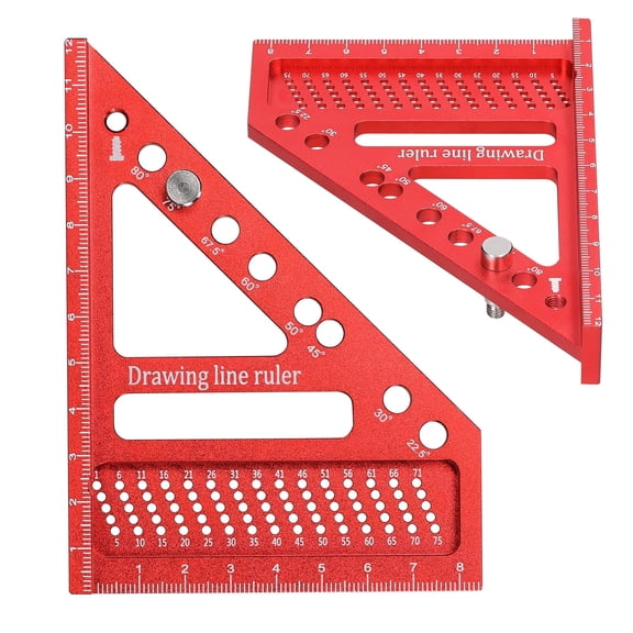 Yajisi Aluminum Alloy Multi Angle Measuring Ruler, Multifunctional Woodworking Scribing Gauge Layout Tool, 3.54 x 4.72 x 0.79 Inches