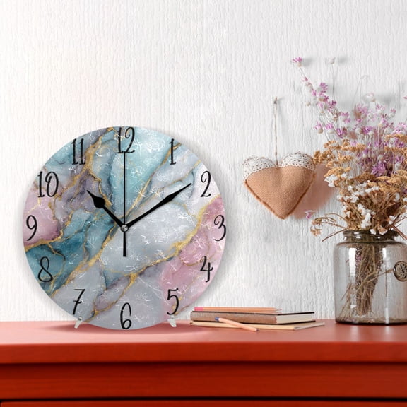 10" Quartz Indoor Wall Clock Silent Mechanism / Beautiful Soft Marble Pattern