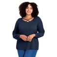 thumbnail image 2 of Avenue Women's Plus Size V-Neck Criss-Cross Top, 2 of 2
