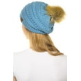 thumbnail image 2 of C.C Hat-43 Thick Warm Cap Hat Skully Faux Fur Pom Pom Cable Knit Beanie Denim, 2 of 4