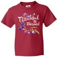thumbnail image 3 of Inktastic Thankful and Blessed Inspirational Saying with Flowers Youth T-Shirt, 3 of 5