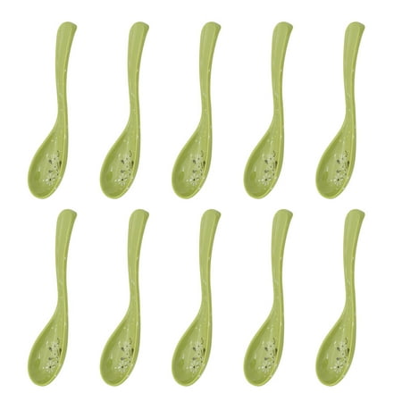 

10pcs Imitation Porcelain Chrysanthemum Pattern Spoons Melamine Break-resistant Soup Spoon Tableware for Home Restaurant (Random