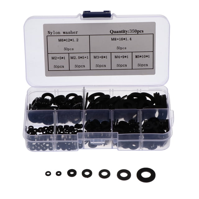 SHISUYAN 350pcs Nylon Flat Washers Assortment Kit Gaskets Spacers for Faucet Pipe Hose
