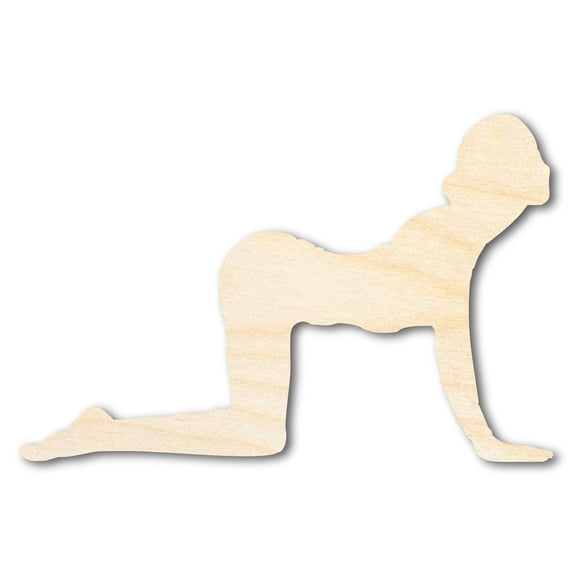 Unfinished Wood Yoga Cat Pose Shape 6" / 1/4"