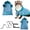 blue white stripe, variant on Pet Ferrets Fleece Hoodie and Leash Harness Set For Winter Warmth