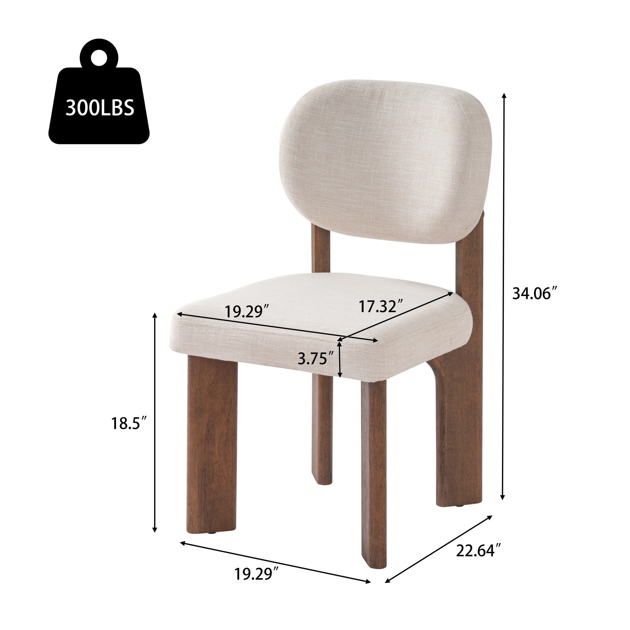 Christopher Knight Home Modern Upholstered Armless Dining Chairs, Wood Frame, Walnut+Beige, Set of 6