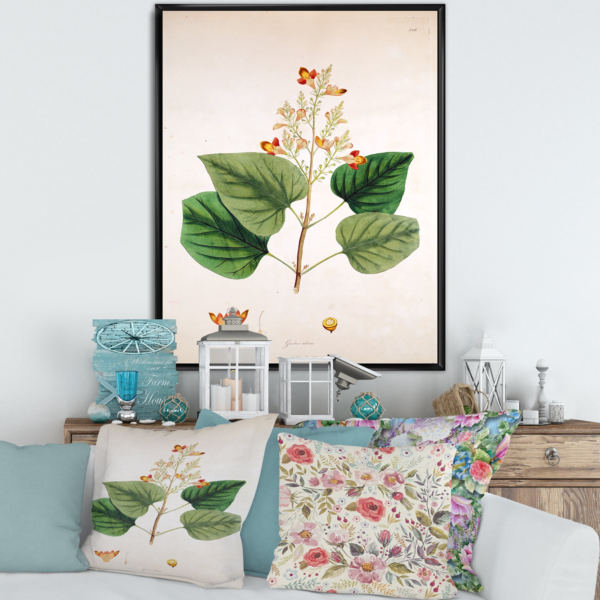 Designart 'Ancient London Plants XII' Farmhouse Framed Canvas Wall Art Print