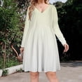 thumbnail image 2 of Aesthetic 0yster White And White Gradient Long Sleeve Dresses For Women Vintage Elegant Party Dress Oversized V-neck Dress S-8XL, 2 of 7