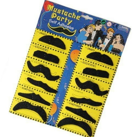 Party Variety Moustache Mustache Facial Hair Moustaches Stick On Set of 12 NEW