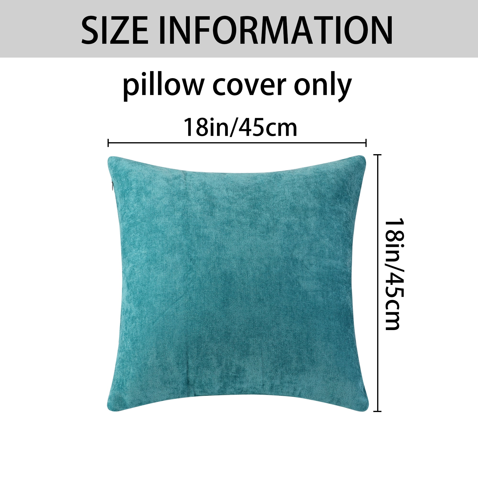 Unique Bargains Solid Chenille Throw Pillow Covers Set of 4 Decorative Pillow Covers Navy Blue 18" x 18"/20" x 20"
