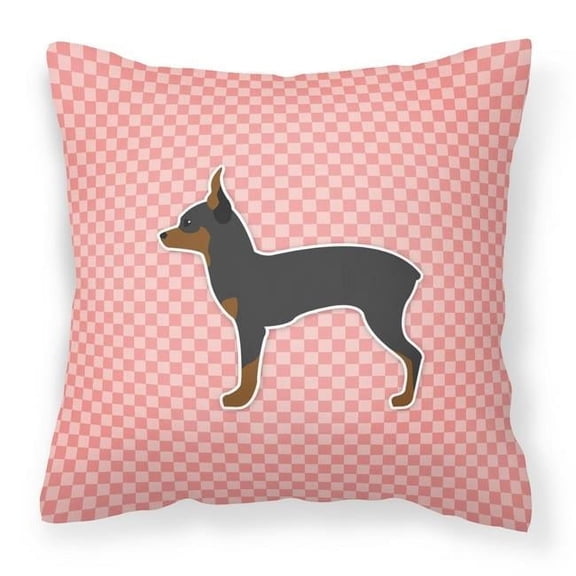 Carolines Treasures BB3587PW1414 Toy Fox Terrier Checkerboard Pink Fabric Decorative Pillow