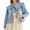 Light blue, variant on Women's Casual Denim Jacket - Long Sleeve, Collared Shirt Coat with Pockets, Machine Washable