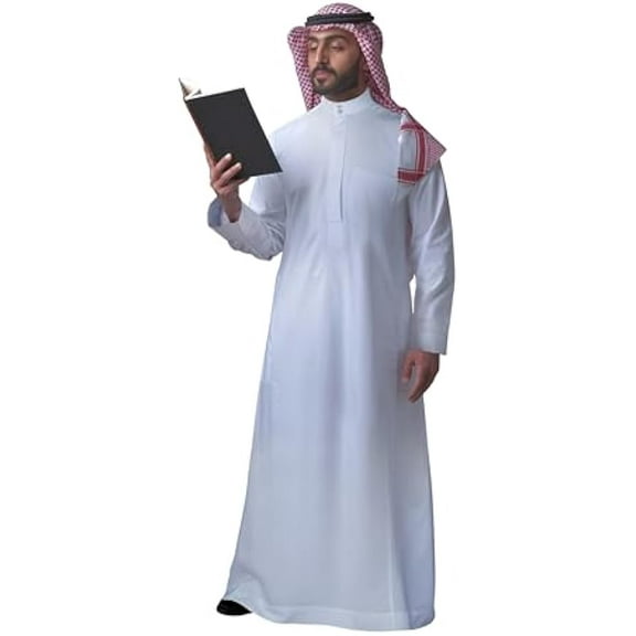 Men's Muslim Clothes Islamic Thobe Middle Eastern Kaftan Dress Abaya Dubai Arab Robes