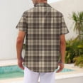 thumbnail image 3 of NAMTYQX Mens Hawaiian Shirts Short Sleeve Casual Lightweight Button Front Textured Graphic V Neck Plus Size Short Sleeve Mens Hawaiian Shirts Short Sleeve Light Brown Size XL, 3 of 5