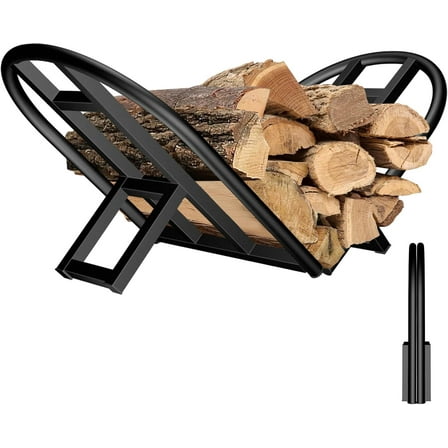 Firewood Rack Outdoor Indoor, Foldable Wood Rack Metal Firewood Holder Indoor Small Log Wood Storage Fireplace Log Holder for Firepit Stoves
