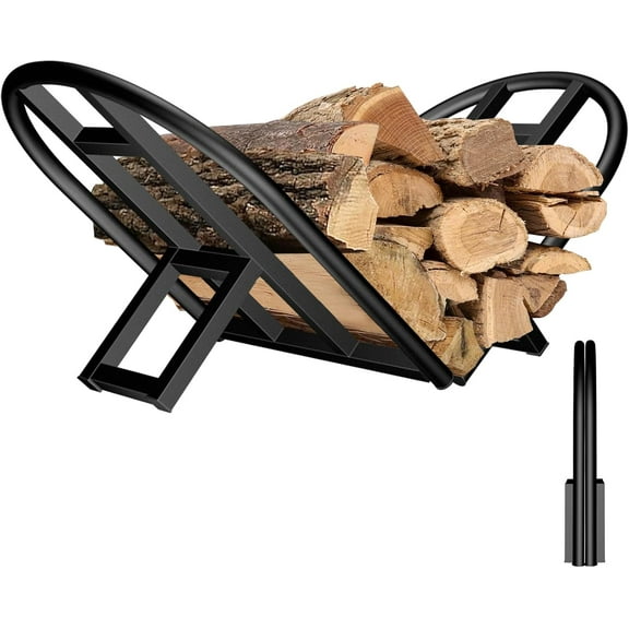 Firewood Rack Outdoor Indoor, Foldable Wood Rack Metal Firewood Holder Indoor Small Log Wood Storage Fireplace Log Holder for Firepit Stoves