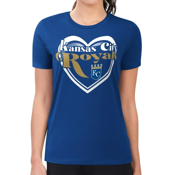 Women's G-III 4Her by Carl Banks  Royal Kansas City Royals Super-Slim Fit Lightweight Double Heart T-Shirt