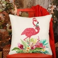 thumbnail image 2 of Christmas Farmhouse Pillow Cover Flamingos Wear Santa Hats Decorative Home Cushion Cover Cotton Linen 20x20 Inch Flowers Outdoor Decor for Sofa Couch Pillowcase (Winter Flamingo), 2 of 6