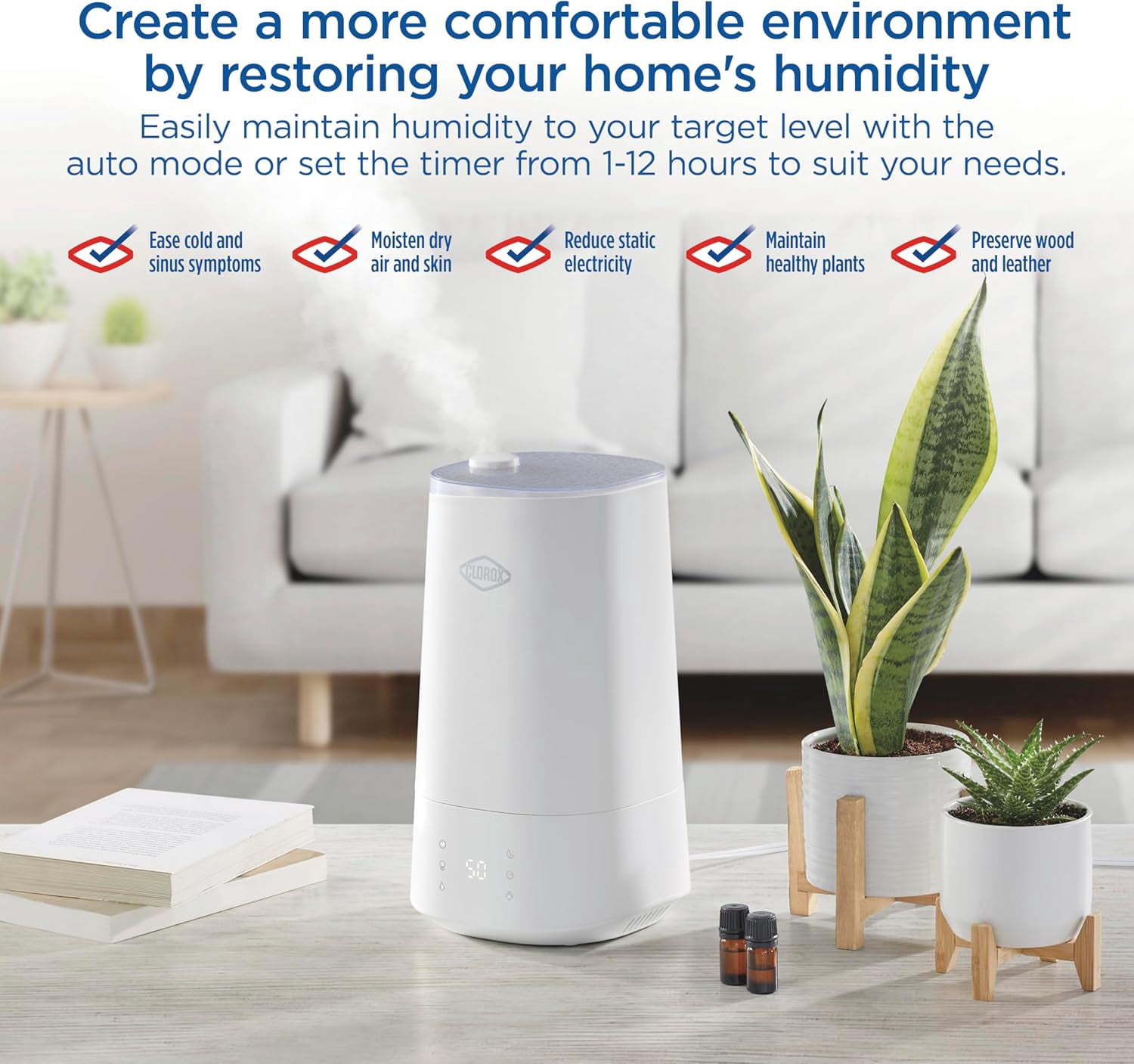 Humidifier for Bedroom with LED Light, 4L , Quiet Cool Mist for to 475 Sq Ft