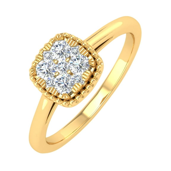 1/4 Carat Cushion Cut Diamond Ring in 14K Yellow Gold (Ring Size 6)