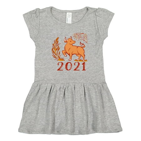 

Inktastic 2021 Chinese New Year Ox Gift Toddler Girl Dress