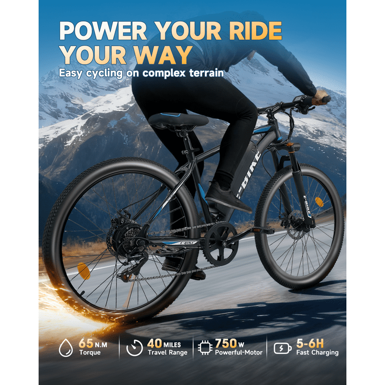 XYJ Electric Bike for Adults,750W Peak Motor,25 MPH,Electric Mountain Bike,26"  Adult Electric Bicycles with Multi-Shock Absorption,48V 12Ah Removable  Battery,7 Speed,UL 2849,Commuter Electric Bicycle - Walmart.com