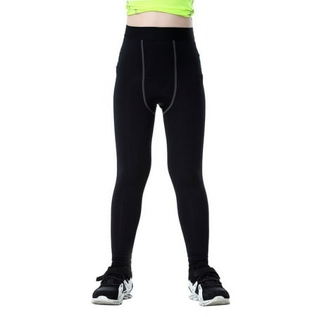 Youth Boys Compression Baselayer Base Sport Basketball Tights Athletic Leggings Thermal