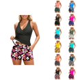 thumbnail image 1 of Womens Tankini Bathing Suits 2026 Casual Modest Deep V Neck Crossover Top with Swim Shorts Two Piece Bathing Suits for Women, 1 of 5