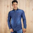 thumbnail image 2 of Camisa De Mezclilla Lisa Manga Larga Para Hombre Slim Fit, 2 of 2