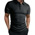 thumbnail image 2 of HVOBTTY Mens Summer Soft Versatile Pullover Casual Fashion Comfortable Solid Color Collared Short Sleeve Loose Breathable Daily Base Layer Shirts Black, S, 2 of 4