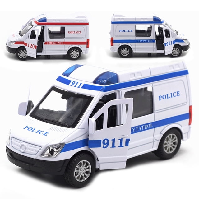 Voiture à Rétrofriction Créative Modèle Réduit 1/32 Voiture Ambulance Jouet avec Son et Lumière