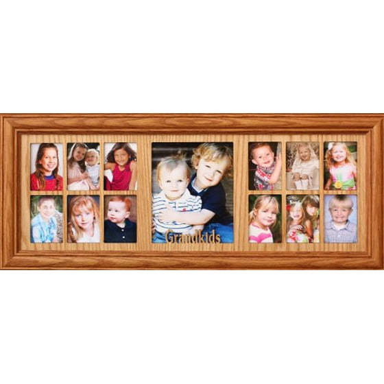 7x20 Grandkids Collage Picture Frame Gift For Grandma Grandpa Or Grandpas Walnut