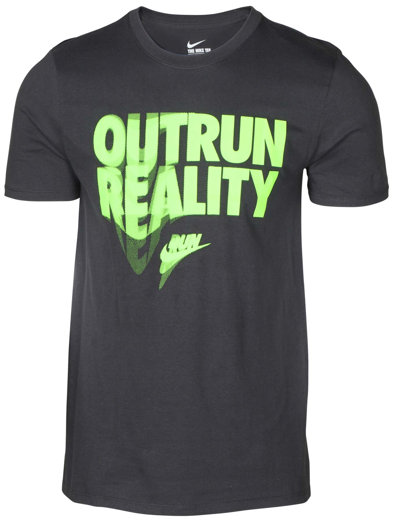 grey and neon green nike shirt