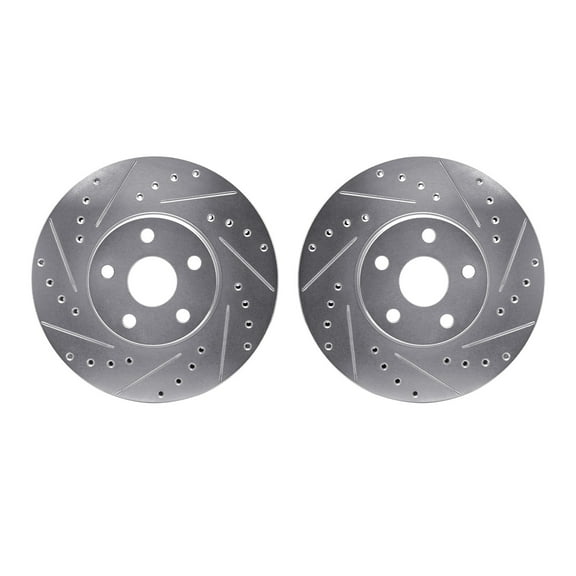 Dynamic Friction Company Front Brake Rotors-Drilled and Slotted-Silver 7002-76006